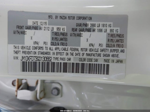 JM1DKFD73G0130662 Mazda Cx-3 Grand Touring