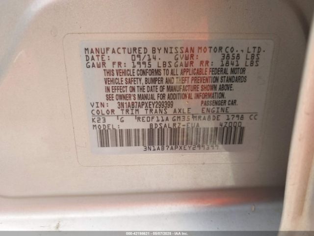 3N1AB7APXEY299399 Nissan SENTRA SR