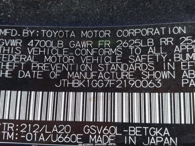2015 LEXUS ES 350 JTHBK1GG7F2190063 Photo 8