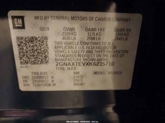 2019 CHEVROLET EQUINOX 2GNAXTEVXK6235710 Photo 8