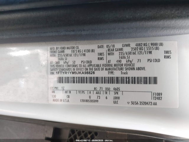 1FTYR1YM9JKA98828 Ford Transit-250