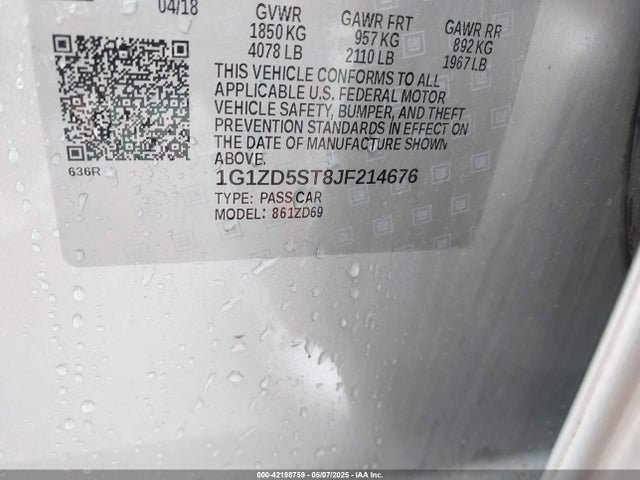 1G1ZD5ST8JF214676 Chevrolet lfv - direct injection, variable valve timing, gen 1