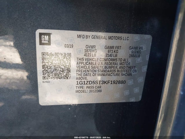 1G1ZD5ST3KF192880 Chevrolet MALIBU LT