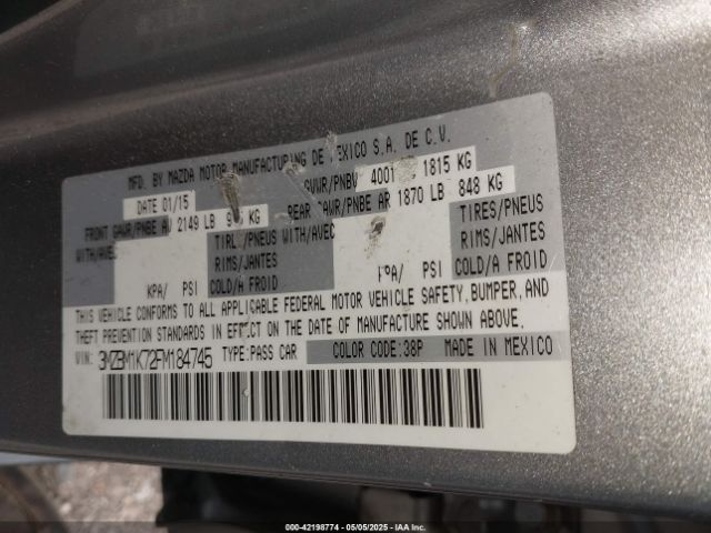 3MZBM1K72FM184745 Mazda Mazda3 I Sport
