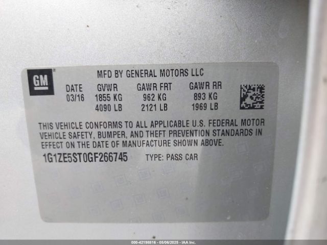 1G1ZE5ST0GF266745 Chevrolet MALIBU 1LT