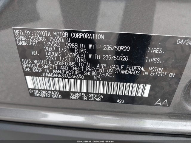 JTMABABA3RA066690 Subaru 1ym motor