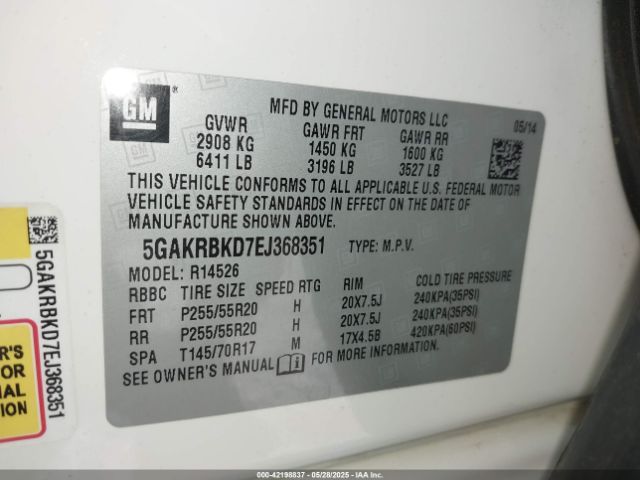 5GAKRBKD7EJ368351 Buick Enclave Leather