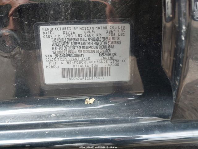 3N1CN7AP5GL855411 Nissan Versa 1.6 S