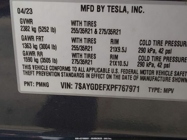 7SAYGDEFXPF767971 Tesla Model Y Performance Dual Motor All-wheel Drive