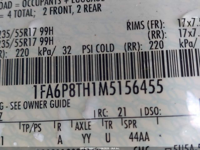 2021 FORD MUSTANG 1FA6P8TH1M5156455 Photo 8