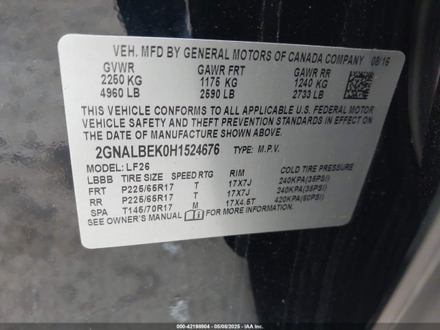 2GNALBEK0H1524676 Chevrolet EQUINOX LS