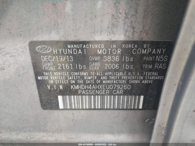 KMHDH4AHXEU079260 Hyundai dohc gdi nu