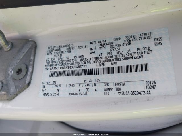 1FMCU0GX9EUC28711 Ford ESCAPE SE