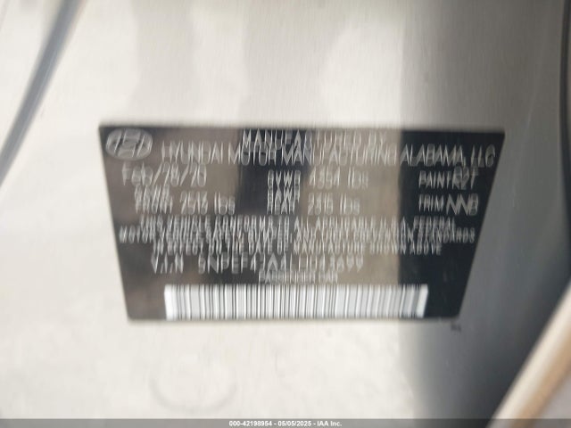 5NPEF4JA4LH043699 Hyundai SONATA SEL
