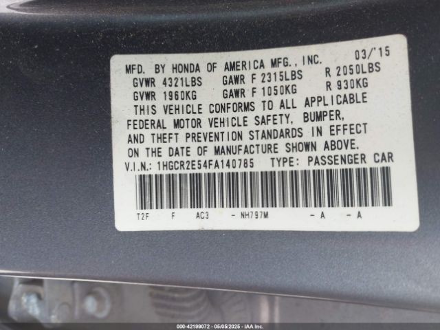 1HGCR2E54FA140785 Honda Accord Sport
