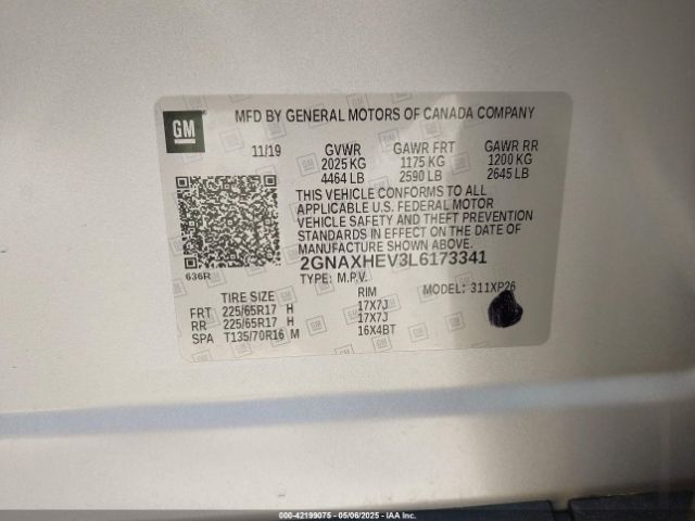 2020 CHEVROLET EQUINOX 2GNAXHEV3L6173341 Photo 8