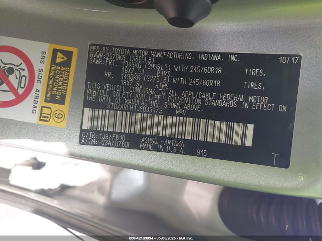 5TDZARFH1JS033173 Toyota 1ar-fe