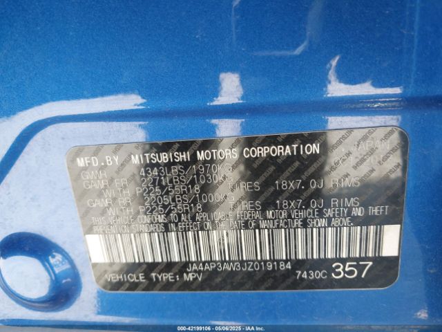 2018 MITSUBISHI OUTLANDER SPORT JA4AP3AW3JZ019184 Photo 8
