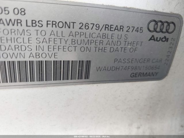 2008 AUDI A6 WAUDH74F98N150654 Photo 8