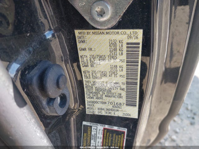 1N6BD0CT6HN701687 Nissan Frontier Desert Runner/s/sv-i4