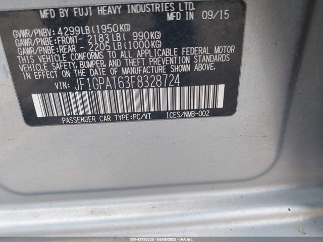 JF1GPAT63F8328724 Subaru Impreza 2.0i Sport Premium