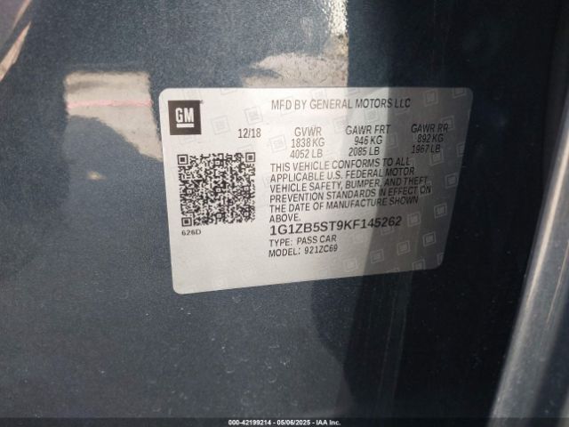 2019 CHEVROLET MALIBU 1G1ZB5ST9KF145262 Photo 8