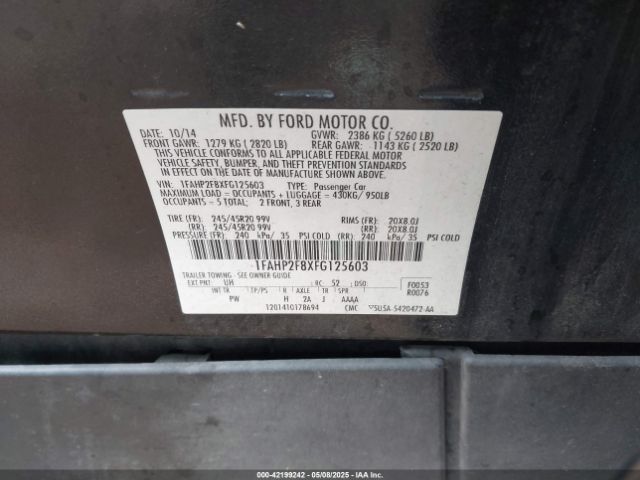 1FAHP2F8XFG125603 Ford Taurus Limited