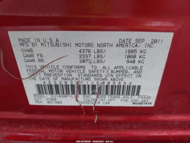 2012 MITSUBISHI GALANT 4A32B3FF1CE009844 Photo 8