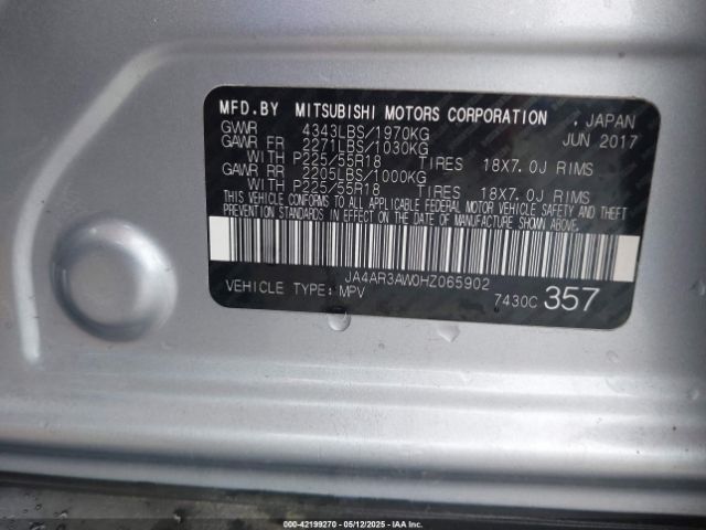 JA4AR3AW0HZ065902 Mitsubishi Outlander Sport 2.4 Se
