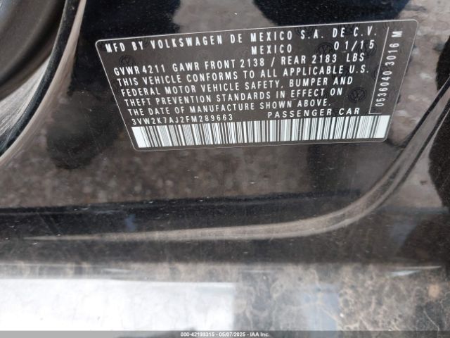 3VW2K7AJ2FM289663 Volkswagen Jetta 2.0l S