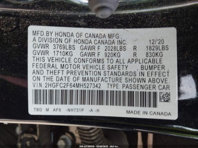 2021 HONDA CIVIC 2HGFC2F64MH527342 Photo 8