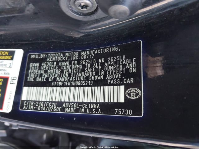 4T1BF1FK1HU805219 Toyota CAMRY LE