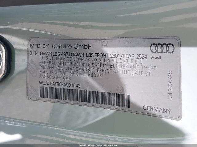 Продажа на аукционе авто 2014 Audi Rs 5 4.2, vin: WUAC6AFR0EA901543, номер лота: 42199356