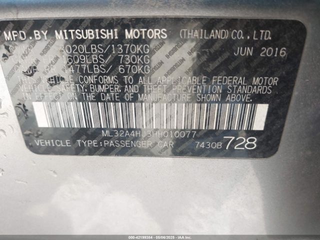 2017 MITSUBISHI MIRAGE ML32A4HJ3HH010077 Photo 8