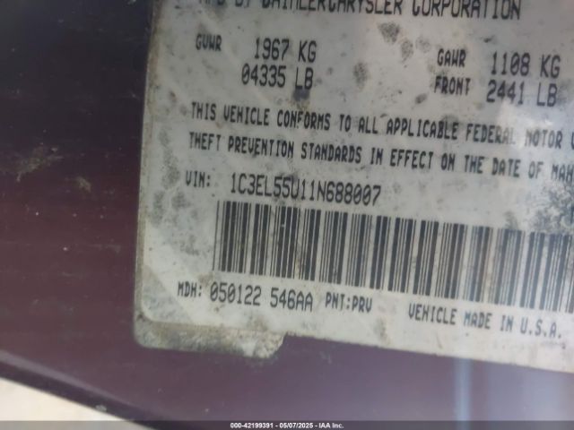 2001 CHRYSLER SEBRING 1C3EL55U11N688007 Photo 8