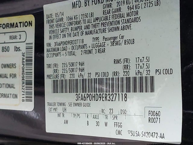 Ford 2014 2014 3FA6P0HD9ER327118 Image 9