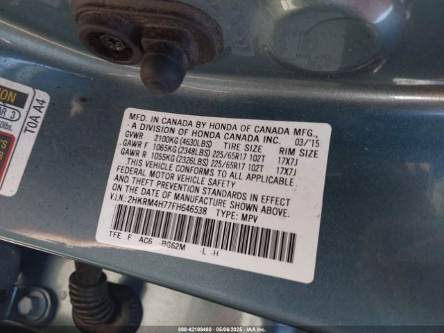 2HKRM4H77FH646538 Honda Cr-v Ex-l
