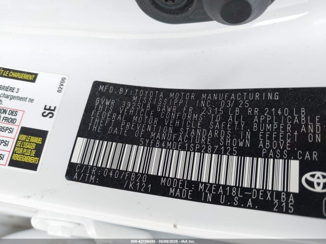 5YFB4MDE1SP287125 Toyota m20a-fks