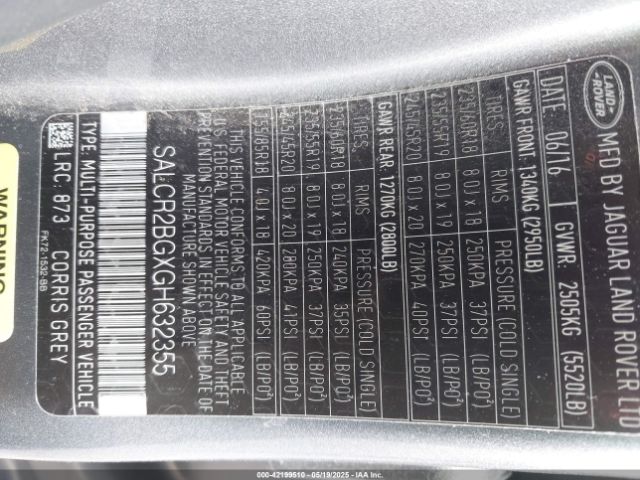 2016 LAND ROVER DISCOVERY SPORT SALCR2BGXGH632355 Photo 8