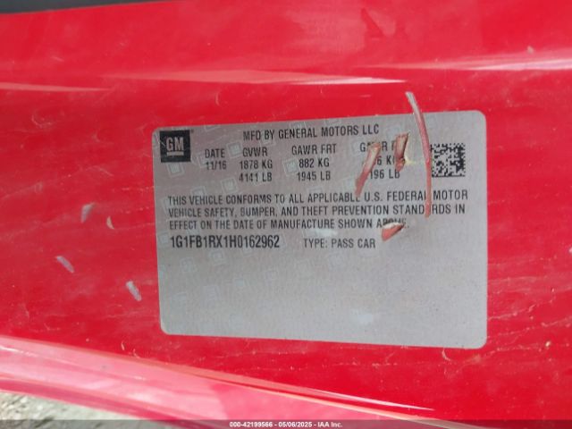 2017 CHEVROLET CAMARO 1G1FB1RX1H0162962 Photo 8