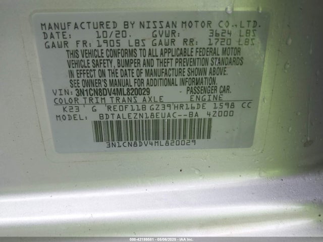 Nissan Versa S Xtronic Cvt 2021 3N1CN8DV4ML820029 Image 9