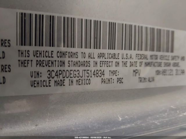 3C4PDDEG3JT514834 Dodge Journey Gt Awd