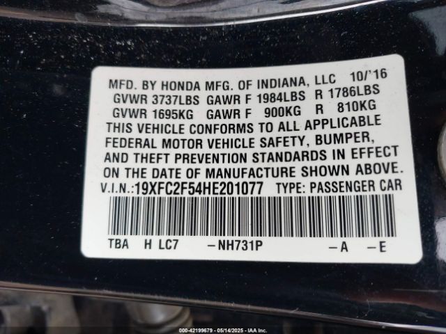 19XFC2F54HE201077 Honda k20c2
