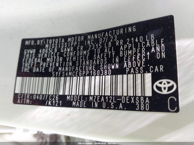 2023 TOYOTA COROLLA 5YFS4MCE6PP160380 Photo 8