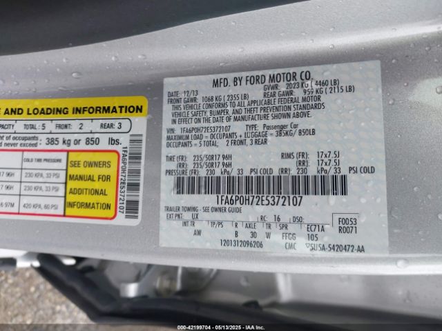 1FA6P0H72E5372107 Ford FUSION SE