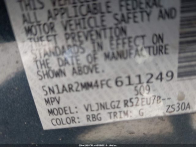 5N1AR2MM4FC611249 Nissan Pathfinder Sl