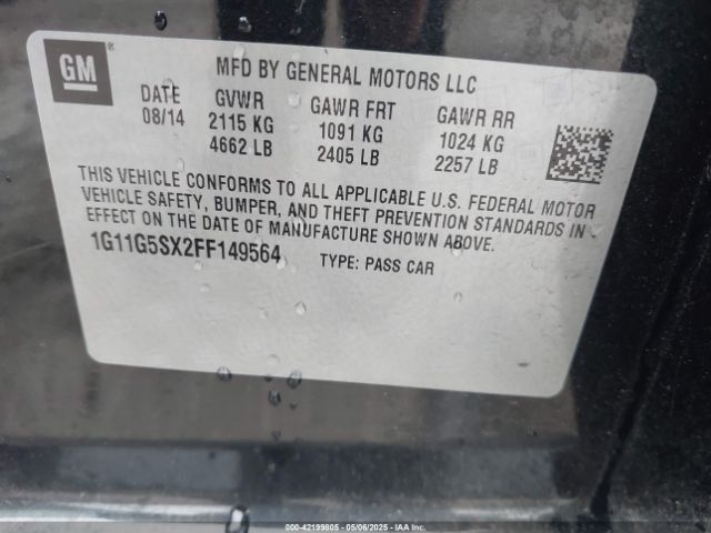 1G11G5SX2FF149564 Chevrolet Malibu 2lz