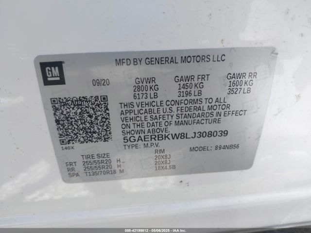 5GAERBKW8LJ308039 Buick Enclave Fwd Essence