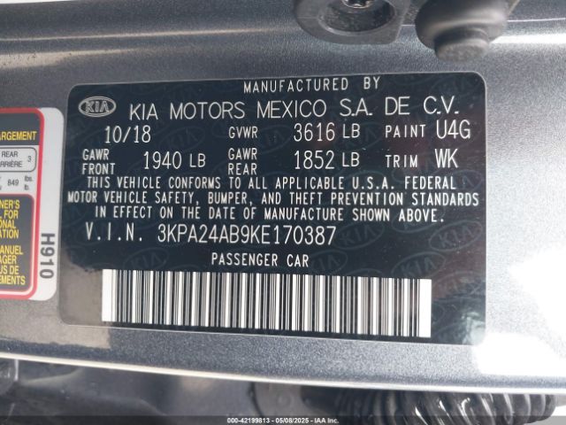 3KPA24AB9KE170387 KIA RIO S