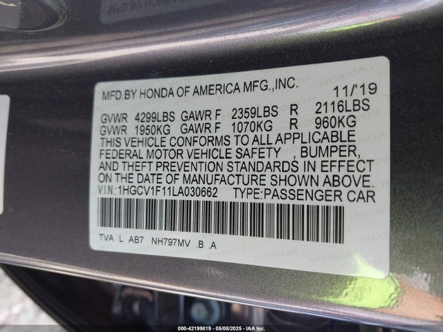 1HGCV1F11LA030662 Honda ACCORD LX